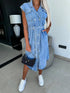 'Elara' Cap Sleeve Denim Dress - Celes Fashion